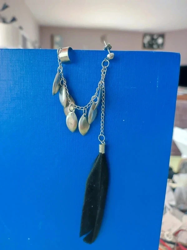 Brand new silver buckle and black feather – photo 2